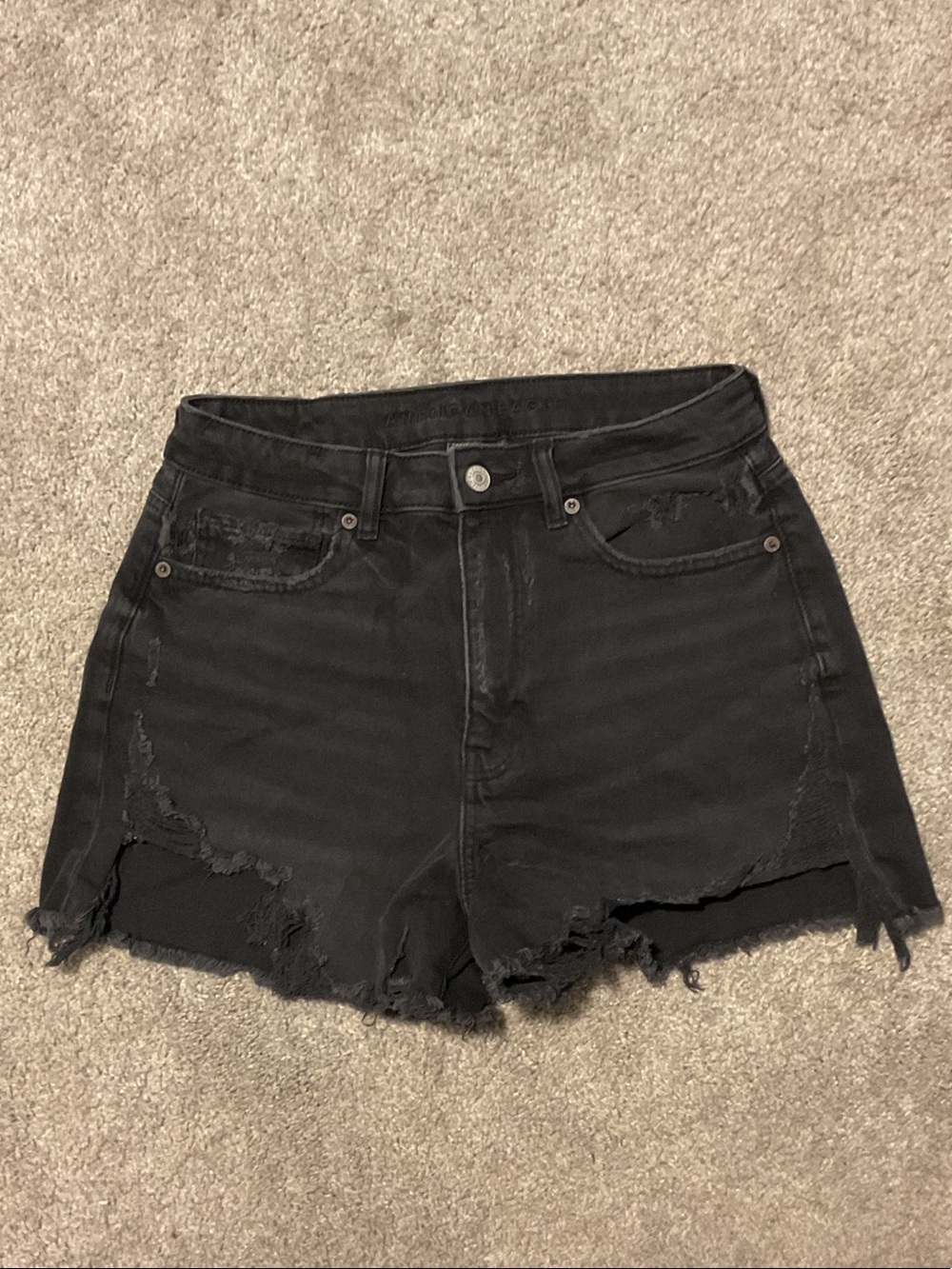American Eagle Outfitters Black Distressed Denim Shorts